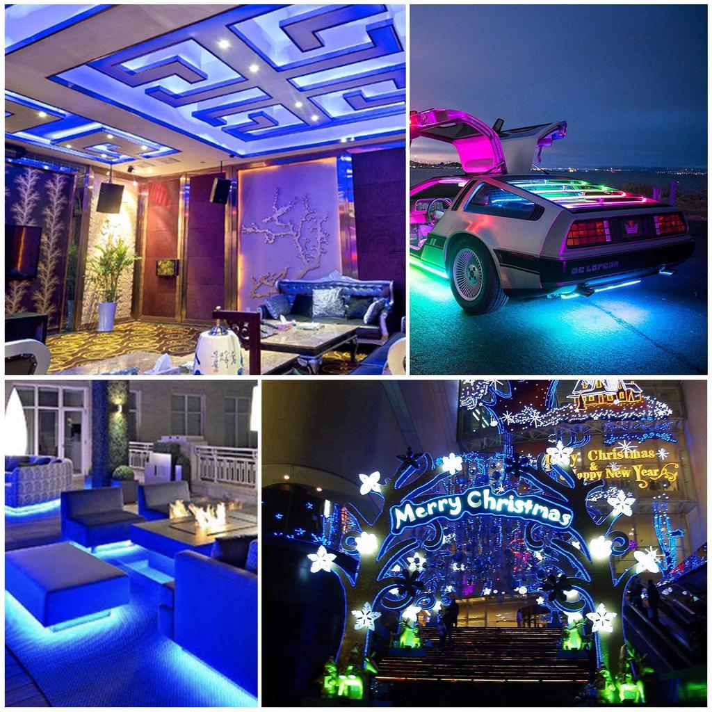 LED Strip Lights, RGB Tape, SMD5050, 5m, 300 LEDs, 44-Key Remote Control, Waterproof & Dustproof, Double-Sided Tape, Front Emitting, Indirect