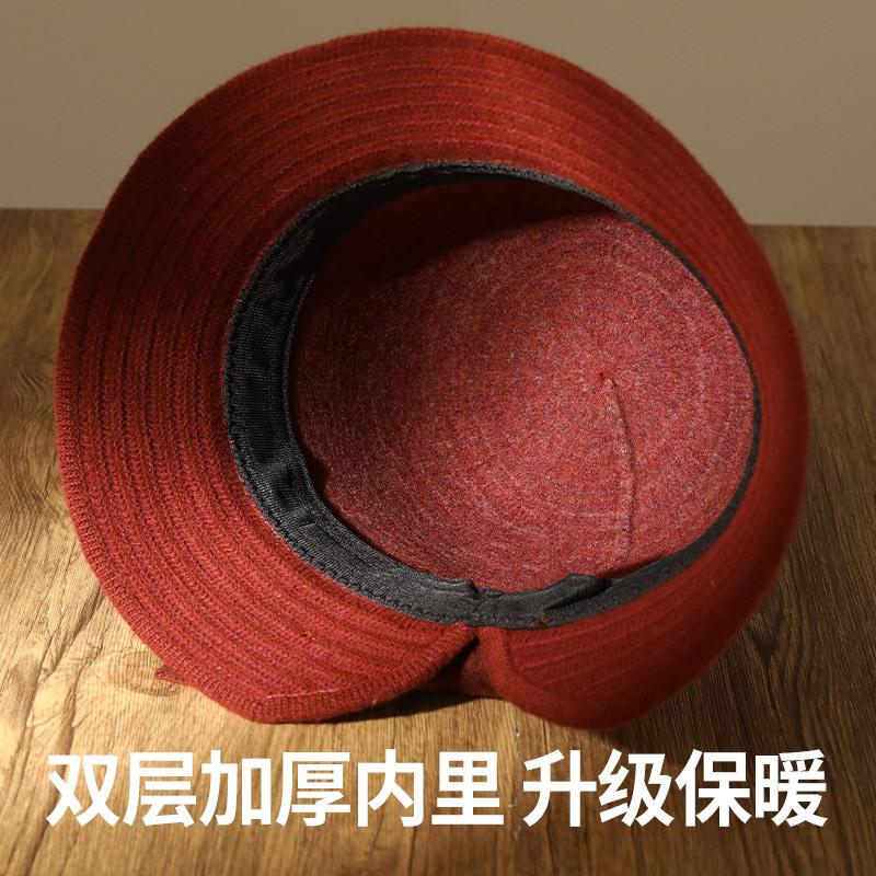 Hat Lady Autumn and Winter Middle-aged Elegant Bow Woolen Top Hat Fashion Thermal Basin Hat Versatile Bucket Hat