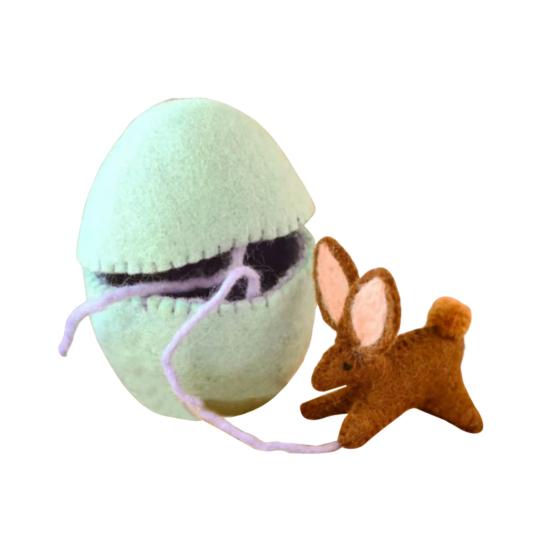 Surprise Easter Egg from Wool Felt Handmade Felted Easter Egg with Small Animals Hidden Inside Easter Basket Stuffer for Home Decor