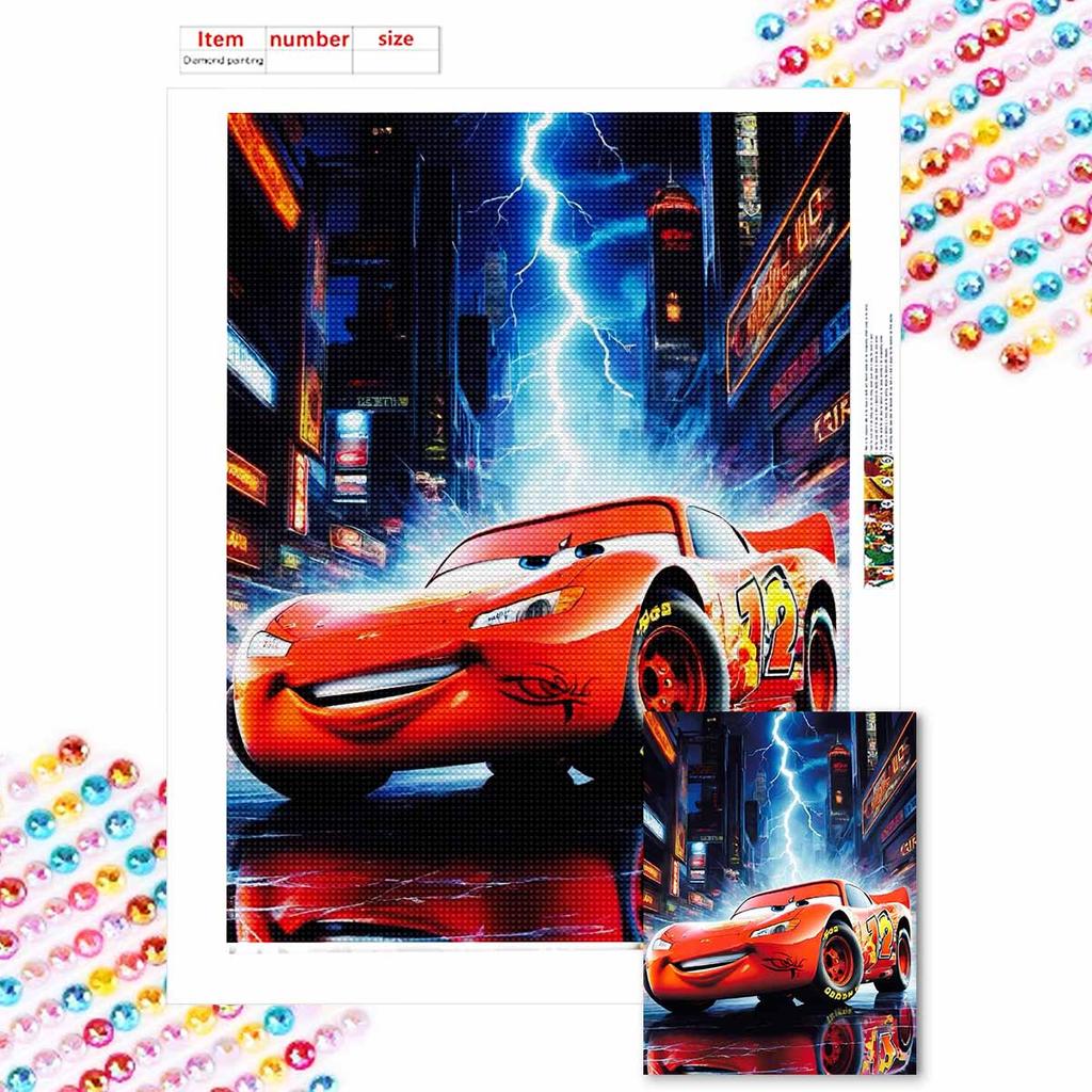 DIY Diamond Painting Lightning McQueen Cross Stitch Kit Mosaic Art Diamond Painting Full Circle Diamond Home Decoration