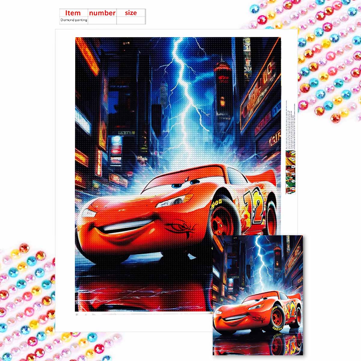 

Алмазная мозаика своими руками Молния Маккуин Набор для вышивания крестом Мозаичное искусство Алмазная живопись Полный круг Алмаз Домашнее украшение Round 20x30cm