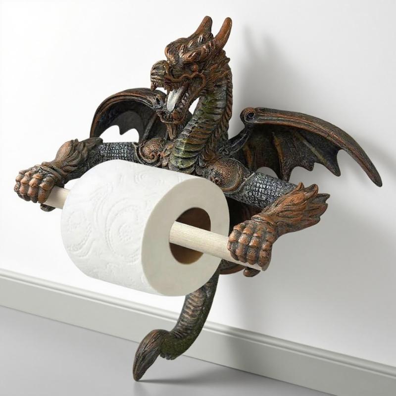 Unique Dragon Toilet Paper Roll Holder Bathroom Toilet Paper Stand Wall Mounted Tissue Roll Holder Storage Rack Shelf