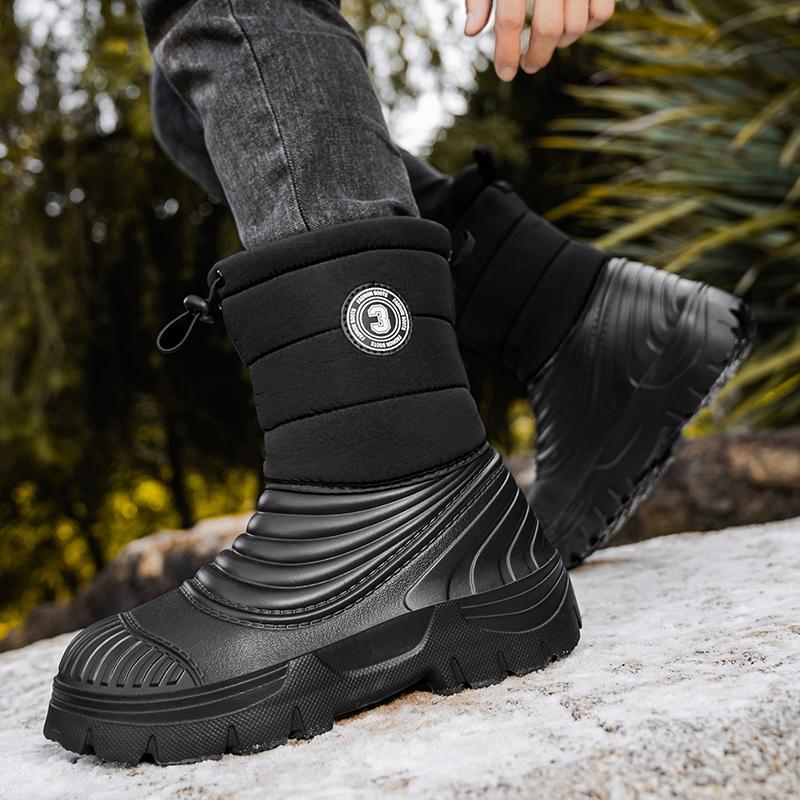 Winter Men'S Boots New High Top Cotton Shoes Plush Warm Snow Boots Non-Slip Hiking Boots For Men Winter High Top Sneakers