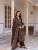 Magnifique Ensemble Kurta Pantalon Dupatta en Coton Épais pour Femmes Indiennes Tenue de Soirée Haut Tuniques Kurtis Salwar Suit