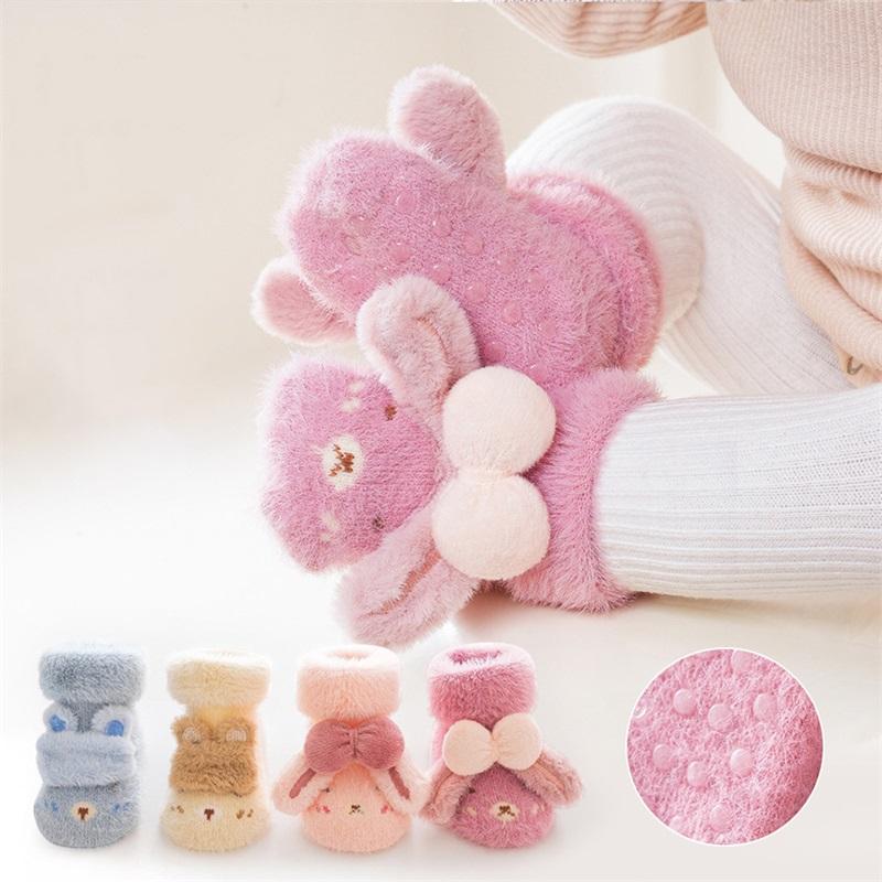 Listenwind Baby Thickened Socks for Girls & Boys Cartoon Plush Anti-Skid Cute Floors Socks Toddler Winter Warm Socks