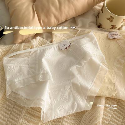 Damen Frühling und Sommer Süß Sexy Hohlspitze Reiner Verlangen Stil Re Baumwolle Taille Dreieck Slips