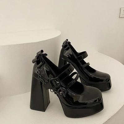 Modă Nouă Platformă Groasă French Impermeabilă Pantof Single Mary Jane Femei Tocuri Spice Fashion 12cm