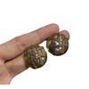 Vintage Medieval Earrings Women'S Russian Gold Inlaid With Colored Diamonds Hemisphere Cross Earrings Atmospheric High-End Earrings
