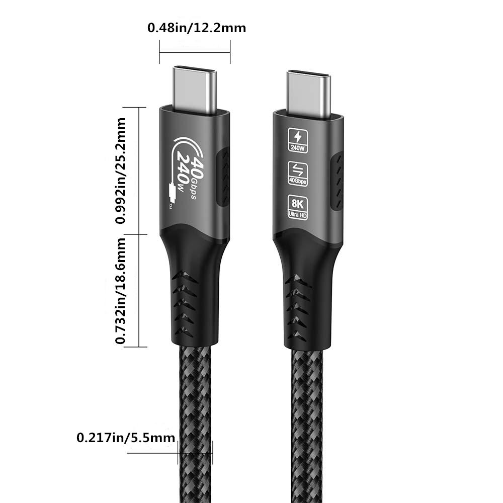 USB 4 for Thunderbolt 4 Cable 8K@60Hz 40Gbps Data Sync 240W Fast Charging USB C to USB C Thunderbolt Cable for MacBook Monitor