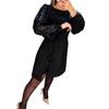 Elegantes Pailletten-Patchwork-Kleid mit Puffärmeln - Kollektion 2025
