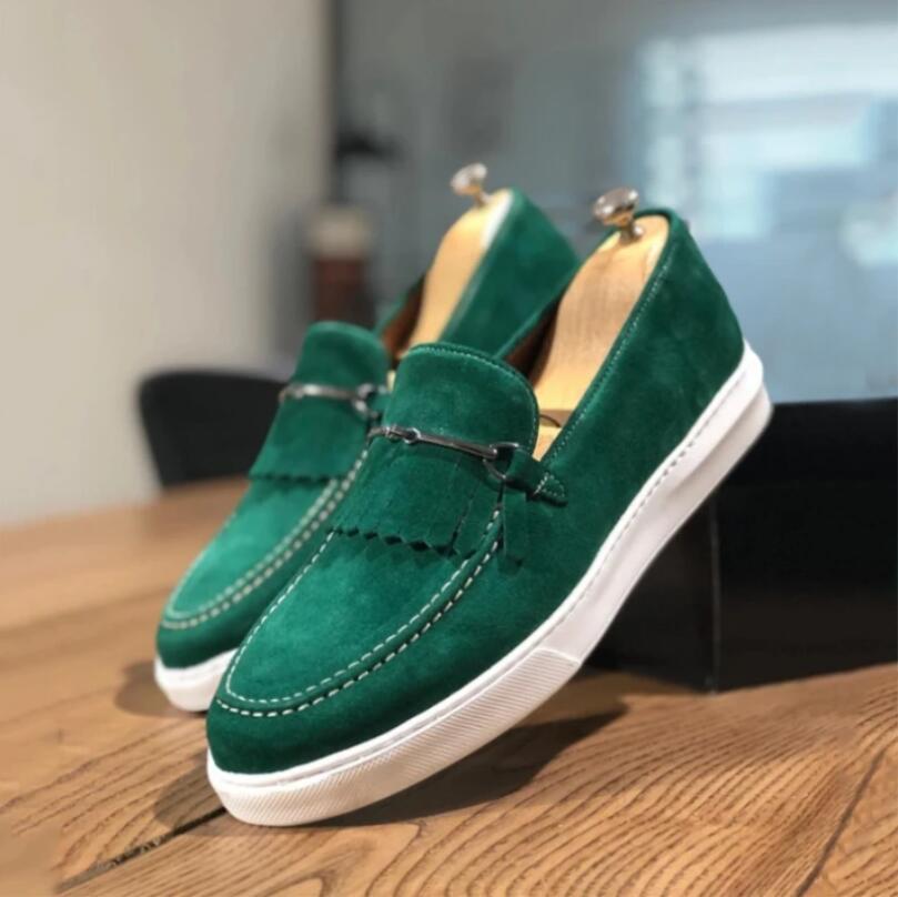 2024Men's Vulcanize Shoes  Brown Gray Yellow Faux Suede Shoes mens causal shoes vulcanizar los zapatos loafers rahat ayakkabılar