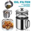 Grease Container, Bacons Grease Container With Strainer, Cooking Oil Keepers With Lid And Easy Grip Handle (1.1L)