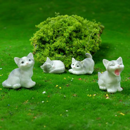 Mini Resin Cat Figurines Cute Realistic Cat Statue Miniature Animal Figures