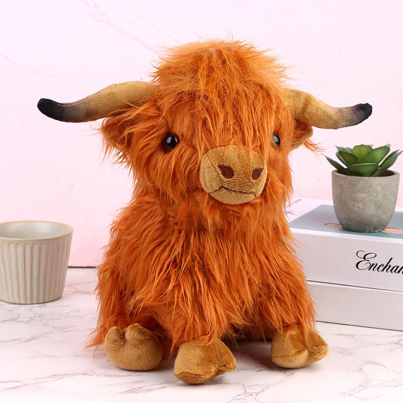 Simulation Highland Cow Animal Plush Doll Soft Stuffed Highland Cow Plush Toy Plushie Gift For Kids Boys Girls