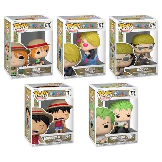 Funko Pop Animation One Piece Bundle (5 Pack) Monkey D. Luffy #1771 Nami #1772 Sanji #1773 Usopp #1774 Roronoa Zoro Common #1775 Collector Vinyl