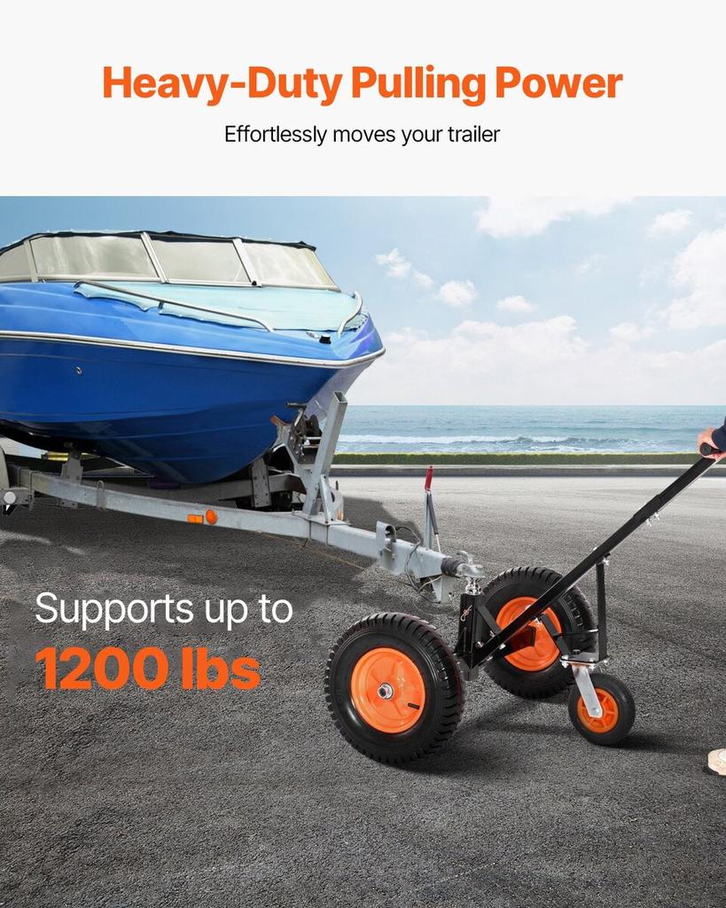 1200lbs Trailer Dolly 18 and 22 In Adjustable Height 2 In Ball 15.2 In Tires