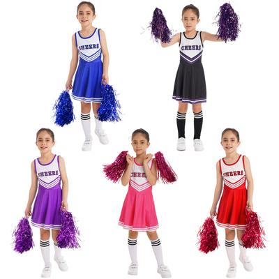 Costume Sportivo Cheerleading per Bambine Vestito da Ballo Senza Maniche Set Fiore Cheerleading e Calzini