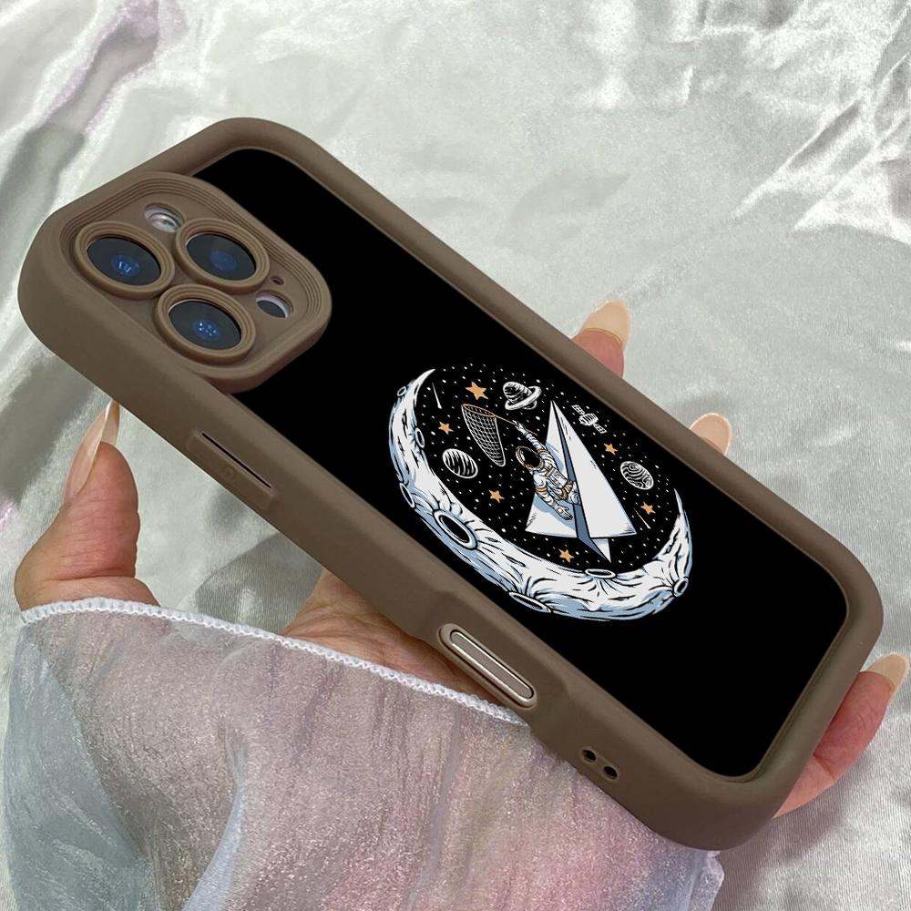JT27 Astronaut Catching Stars On the Moon Illustration Realme Huawei Honor Infinix Tecno Itel Motorola Google All Model Angel Eyes Soft TPU Phone Case