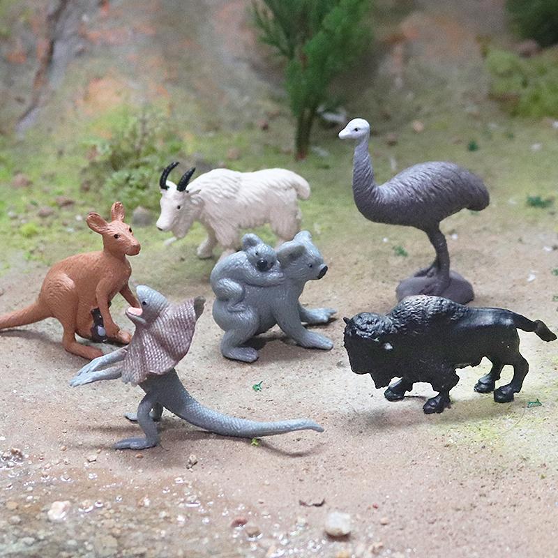 Oenux 18pcs Wild Animal Model Forest Lizard Elephant Deer Action Figure Figurines Cute Miniature Cake Toppers Educationl Kid Toy