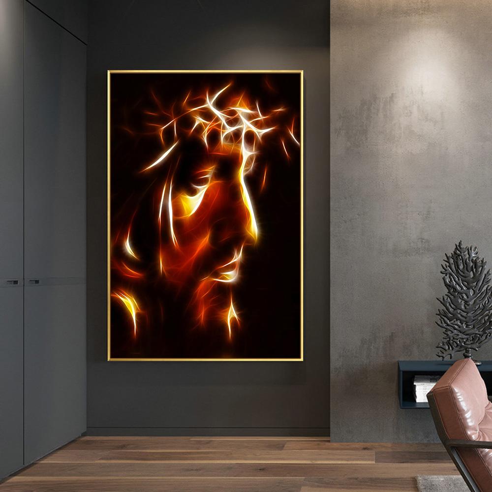 Schwarz und Gold Die Passion Christi Kunst-Leinwanddrucke und Poster Skandinavisches Wandkunstbild Cuadros für Wohnzimmerdekoration