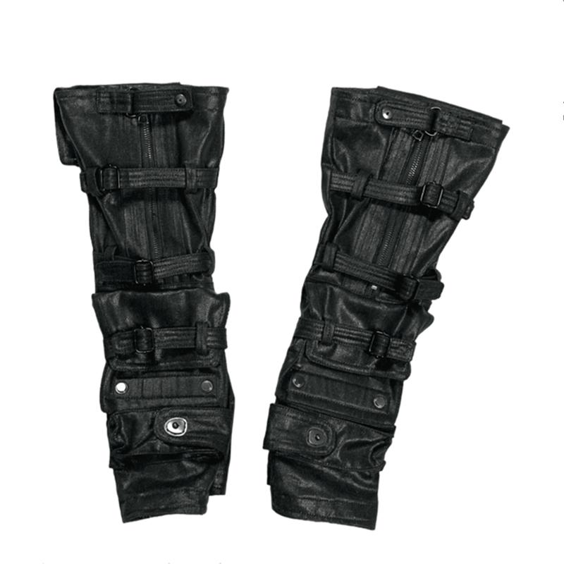 

High Quality Wax Coating Pure Cotton Techwear Long Gloves Man Woman Functional Adjustable Zipper Strap Punk Goth Arm Sleeves One Size чёрный