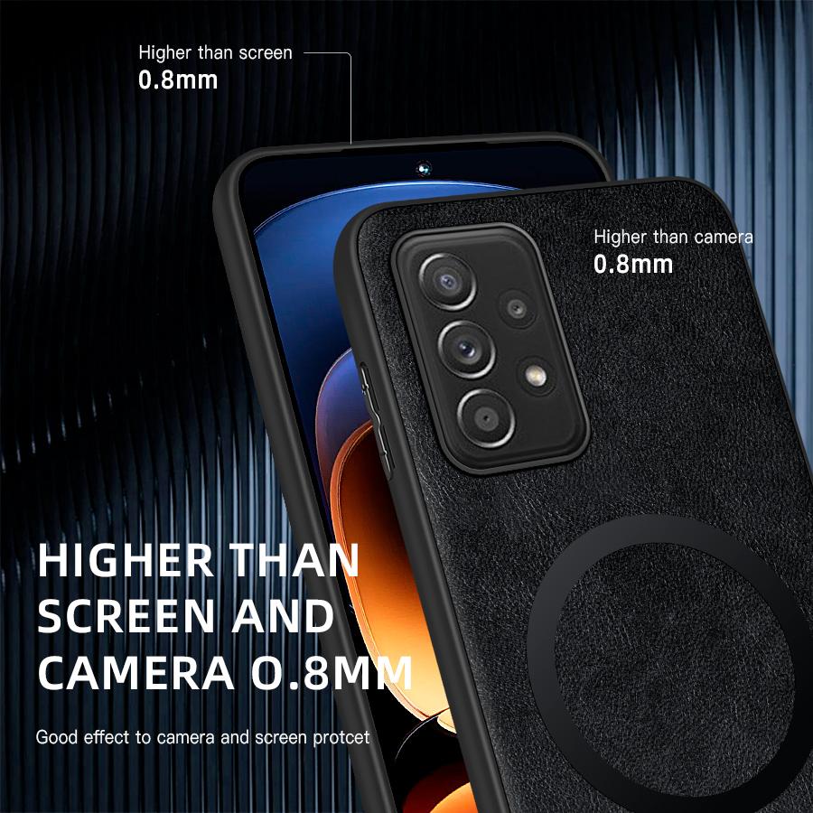 Classic Leather Wireless Charging For Magsafe Magnetic Case For Samsung Galaxy A52 A52S 4G 5G Soft Back Cover