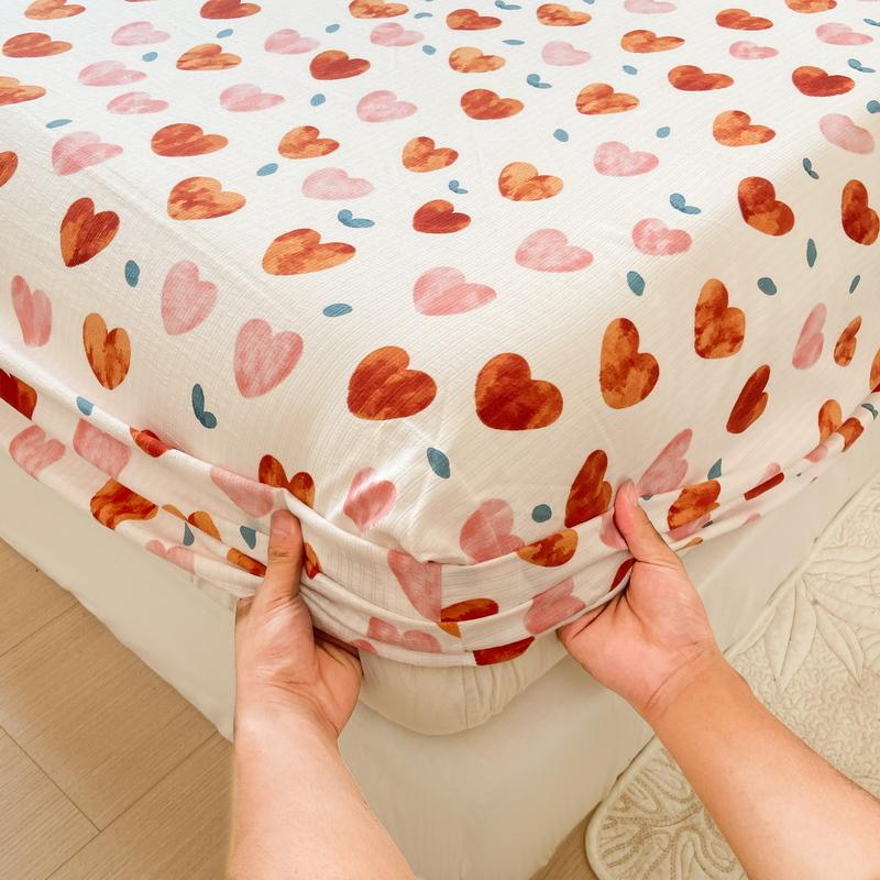 Type A Floral Printed Fitted Sheet Cotton Mattress Protector (No Pillowcase)