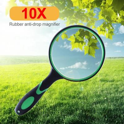 1Pcs 50/65/75/90/100mm Handheld Magnifier Antique Mahogany Handle Portable 10X Magnifying Glass Thickened Glass Lens Eye Loupe