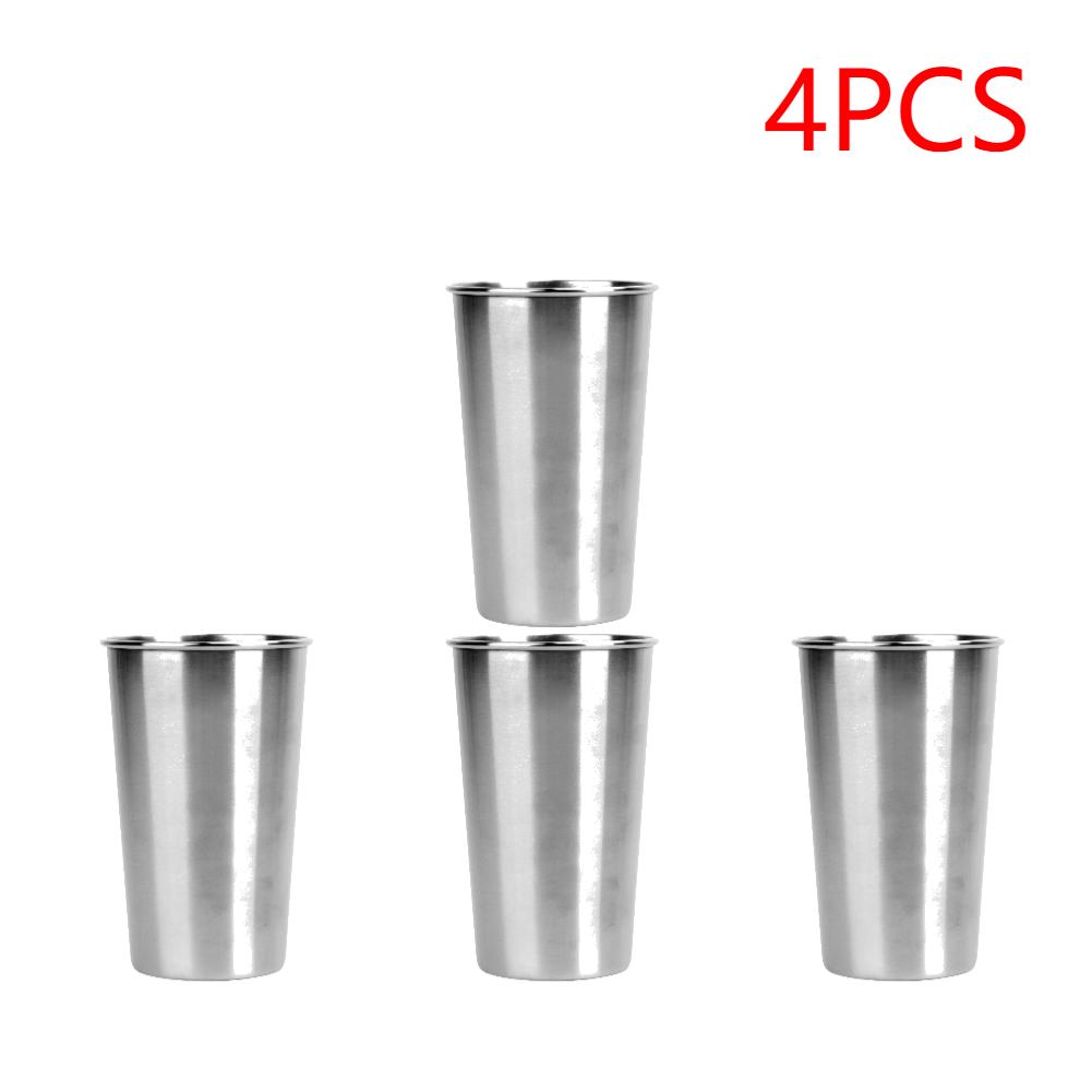 1-5pcs 500ml Stainless Steel Cups Metal Pint Cups Unbreakable Shatterproof Drinking Glasses Stackable Water Cups Tumbler