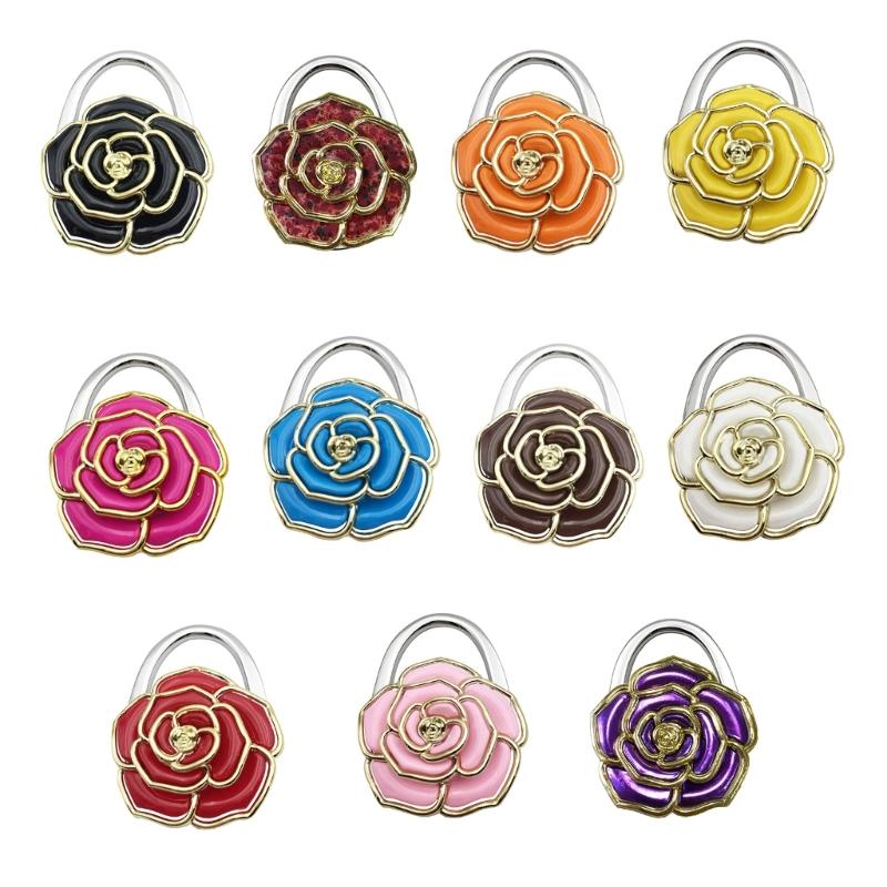 Fashion Flower Shaped Purse Hook Foldable Handbag Hook Table Portable Holder Hanger Handbag Bag Parts Accessories