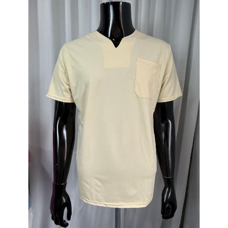 Summer New Muscle Men'S Fitness T-Shirt Men'S Micro Elastic Half Sleeve Top Summer V-Neck Pocket Short Sleeve Men'S