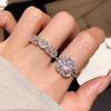 Shimmering Zircon Diamond Flower Open Ring - Fashionable, Versatile Light Luxury Index Finger Jewelry