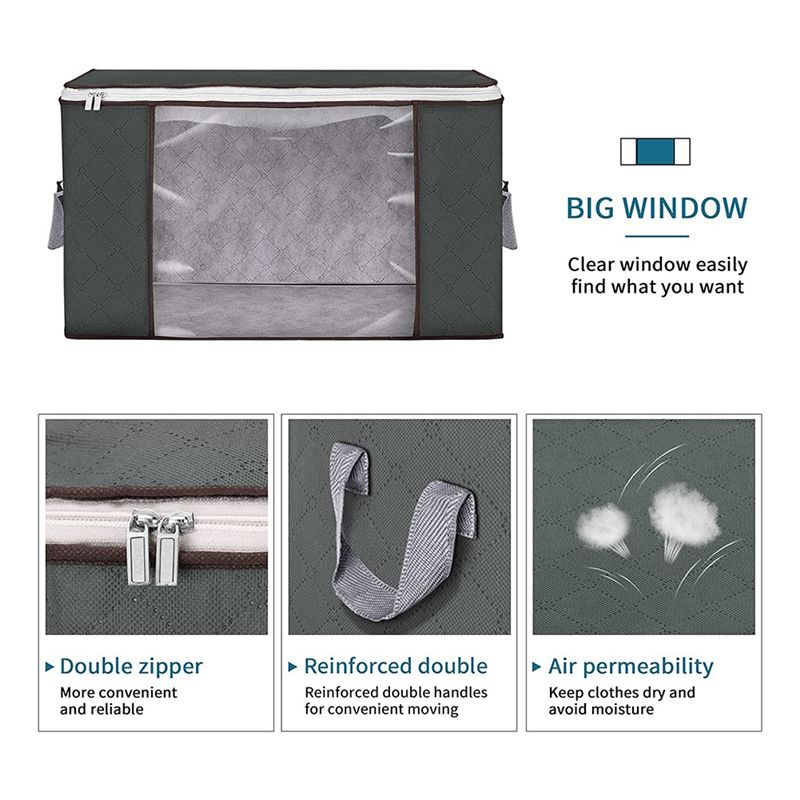 A33R-80L Storage Bags, 6 Pack Clothes Storage Bins Foldable Closet Organizer Storage Containers With Durable Handles