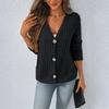 Women's Fashion Solid Color V-neck Long Sleeve Button Casual Cardigan Coat