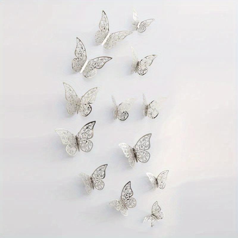 12Pcs Fashion 3D Hollow Butterfly Creative Wall Sticker For DIY Wall Stickers Modern Wall Art Home Decorations DIY Gift