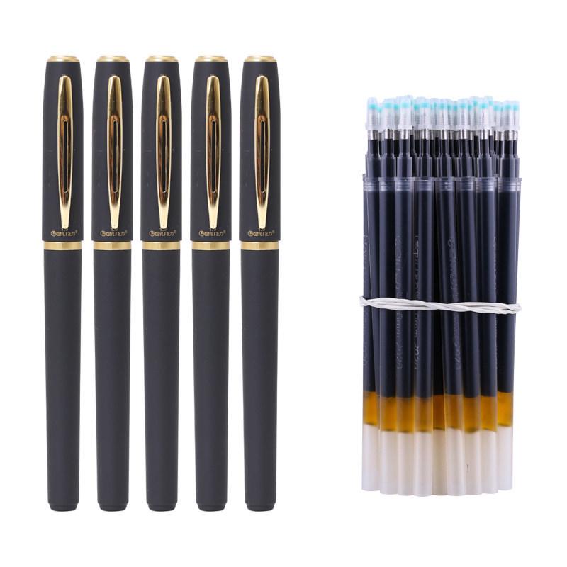 Business Signature Calligraphy Pen 0.7mm Black, Large Refill, Water-Based, for Office Use