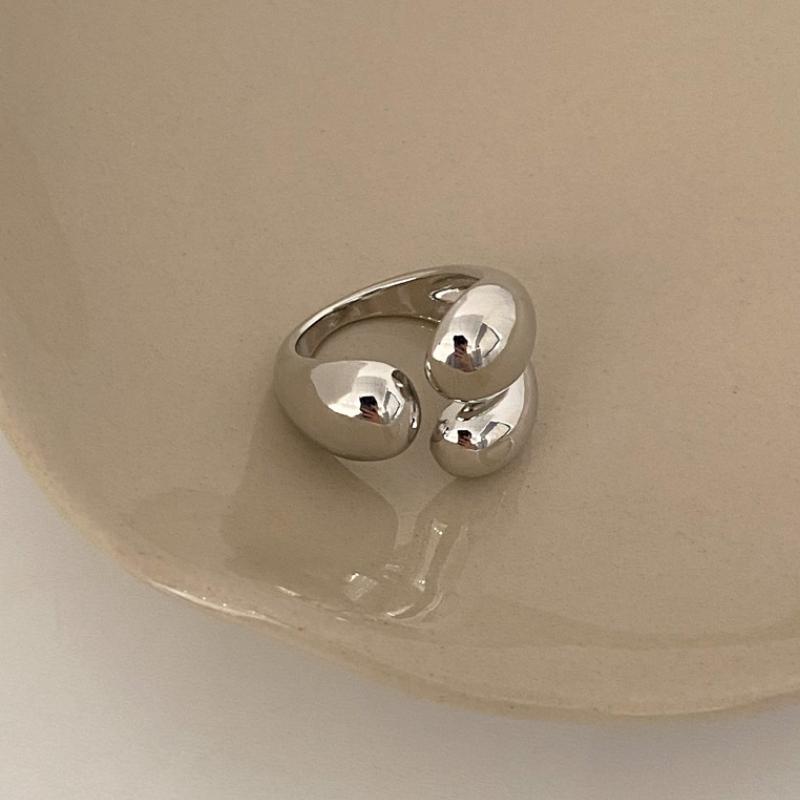 

ANENJERY Серебряные асимметричные кольца с каплями воды для женщин Простое модное открытое золотое кольцо корейский дизайн ювелирные изделия