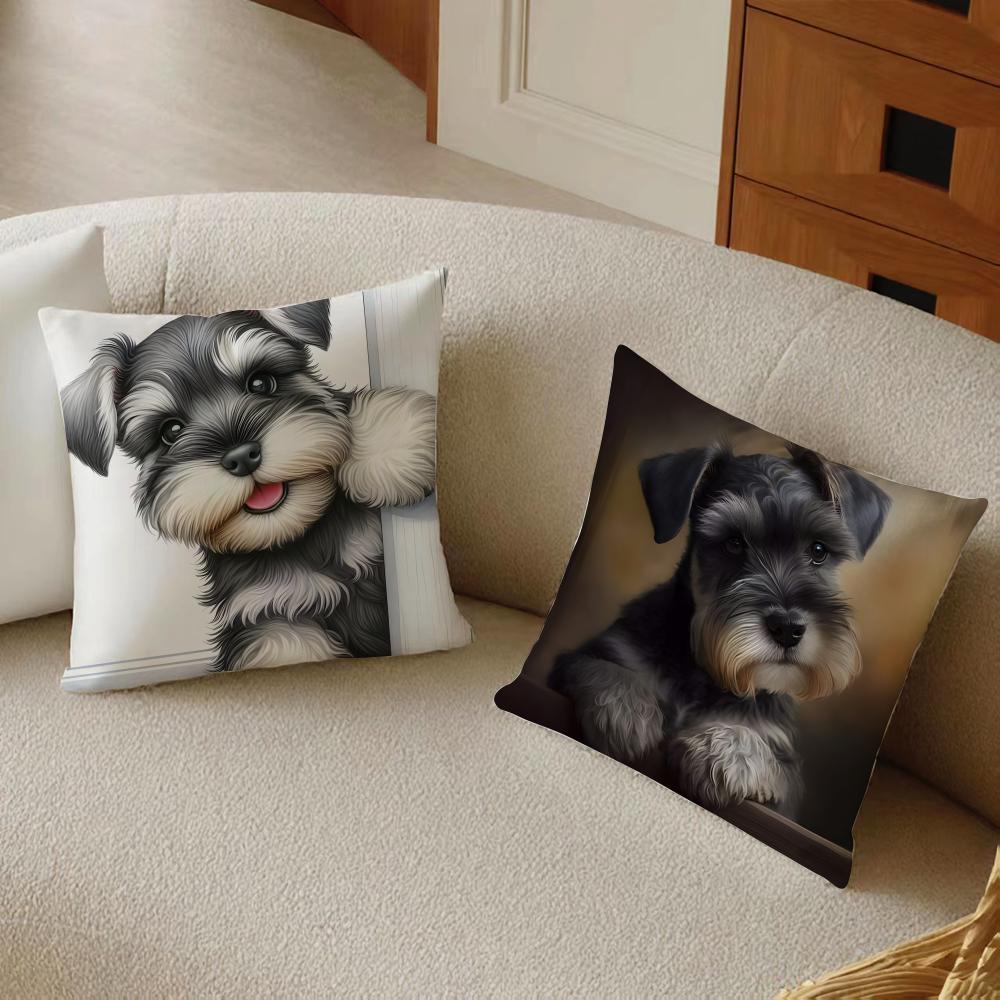 Miniature Schnauzer Pillow Cute Bearded Dog Cushion Cushion Cover Pillowcase Anti-Dustmite Living Room Sofa Decor Cushion Room