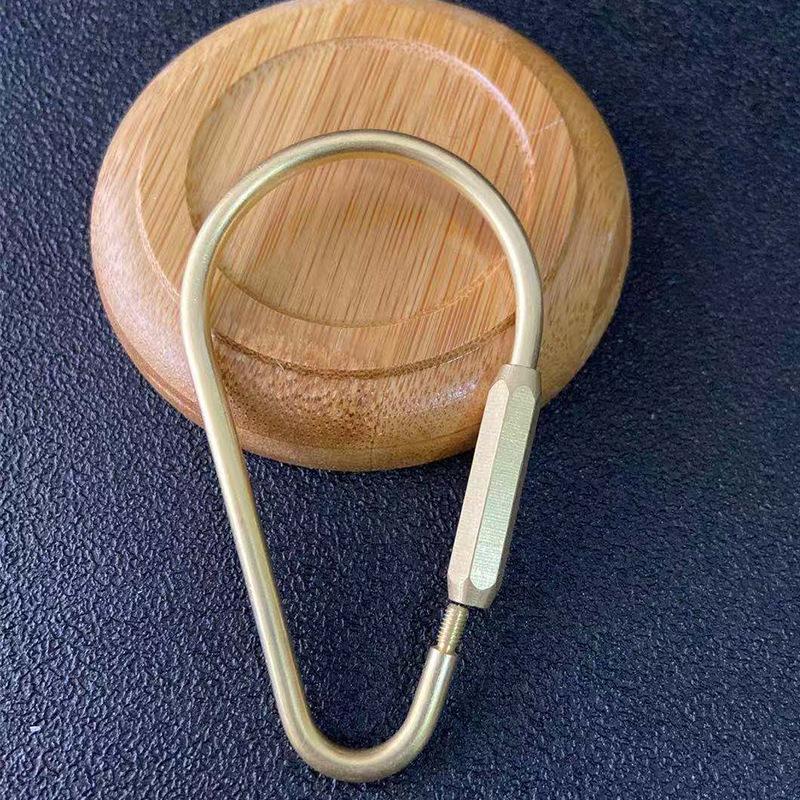 Tangteng Copper Art Brass D-Type Buckle Ring Metal U-Type Keychain, Multifunctional Pure Copper Car Key D-Type Buckle Accessories
