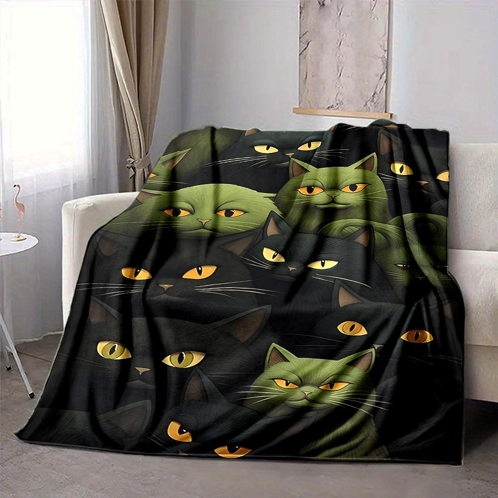 1pc Cat Kitty Print Blanket   Lightweight Flannel Throw Blanket For Sofa, Bed, Living Room, Office, Outdoor Travel, Camping