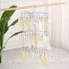 YTKJ 30 Clips Foldable Chain Hanger 3 Tier Stainless Steel Drying Rack Windproof Hook for Socks Underwear Ties Slim Vertical Space Saving Laundry