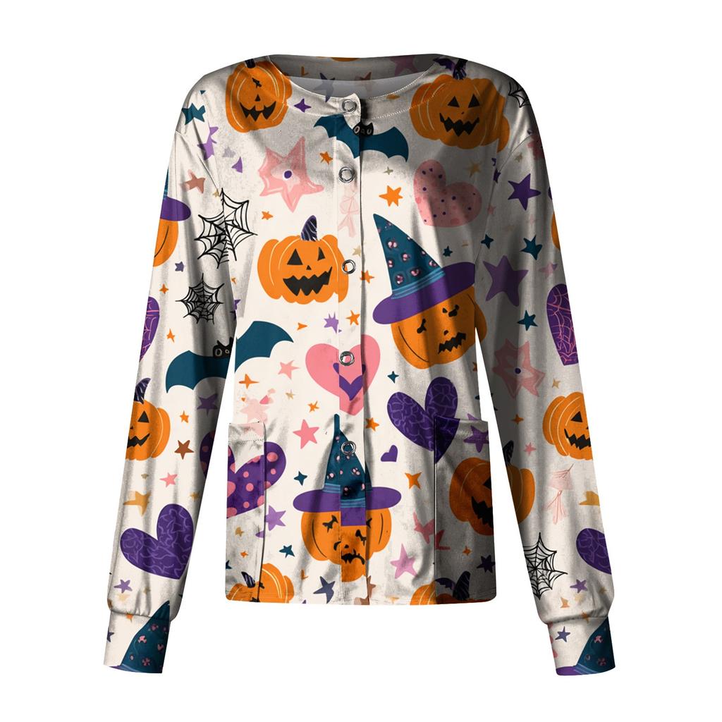 Women's Casual Long Sleeve Single Breasted Printed Dry- Top