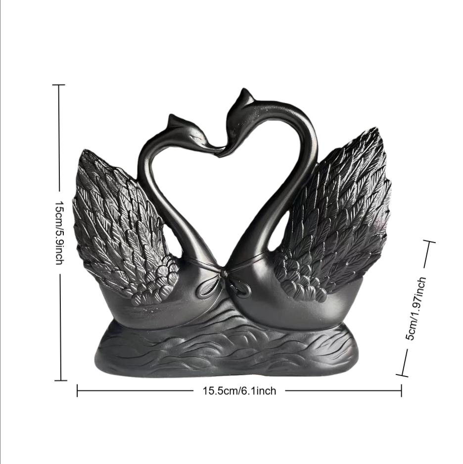 1 Piece of Simple and Modern Heart-To-Heart Couple Swan Statue Ornament, Romantic Love Home Decoration, Romantic Art Sculpture for Living Room 