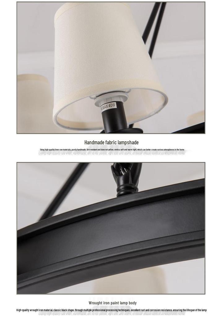 American Minimalist Retro Fabric Pendant Light for Living, Dining, and Bedroom