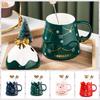 with Lid and Spoon Christmas Tree Ceramic Mug Ceramic Christmas Coffee Cup Decorative   Beer