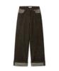 Dilleiopeu Peach Skin Check Roll-Up Pants [Brown]