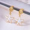 Ocean Style Conch Starfish Earrings Stud for Women Summer Beach Dangle Metal Enamel Earring Girls Party Summer Jewelry Gift