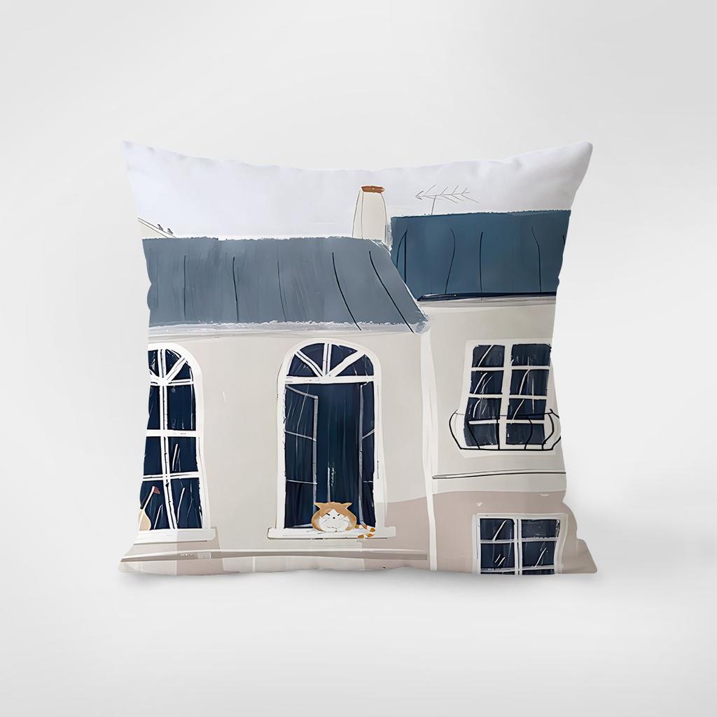 Taie D'oreiller Décorative Avec Illustration De Chat, Coussin Carré, Chambre à Coucher, Salon