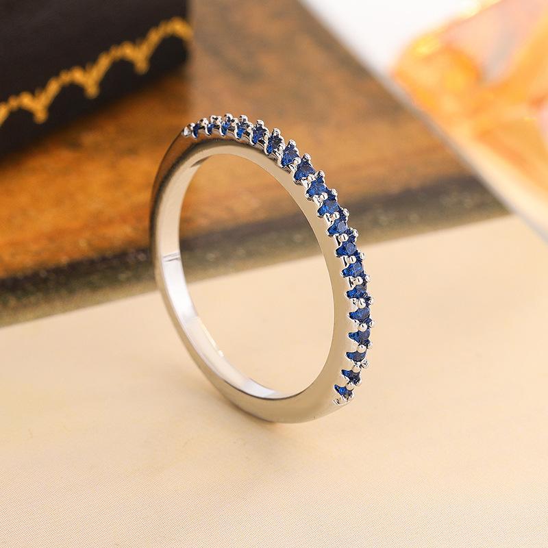 2026 Stylish and Simple Full Diamond Row Ring Rose Gold Split Single Row Ring Broken Diamond Row Diamond Ring Versatile Jewelry