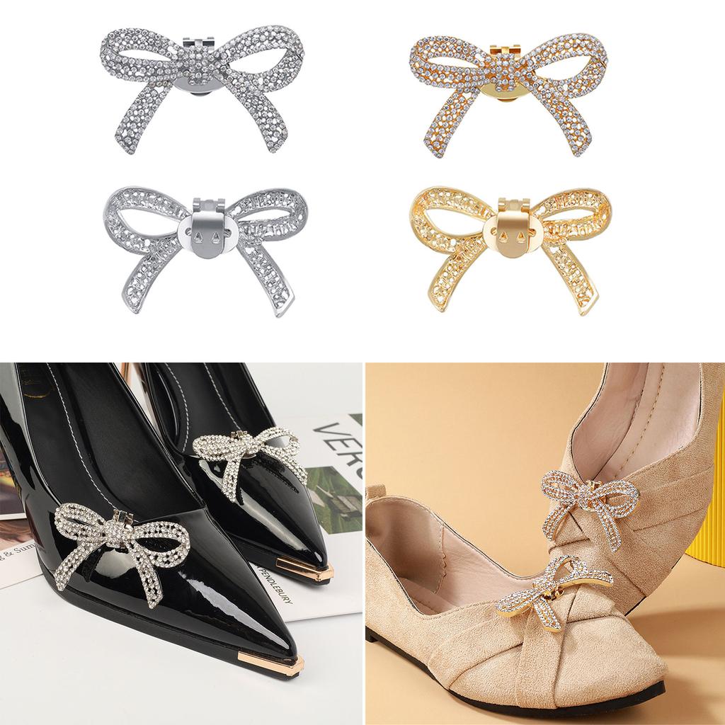 Sparkling Shoe Decoration Trendy Bowknot Shoe Accessory Versatile Shoe Clip Fashionable Crystal Shoe Buckles Charm